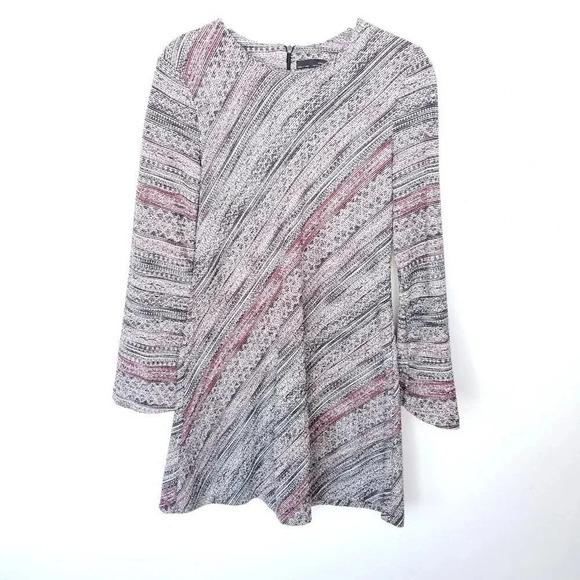 Zara | W&B Collection Knitted Textured Tweed Bell Sleeve Mini Dress Size Medium - Picture 5 of 11